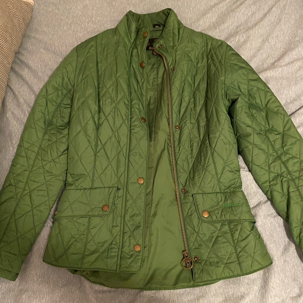 Barbour Green Flyweight Cavalry Quilted Jacket